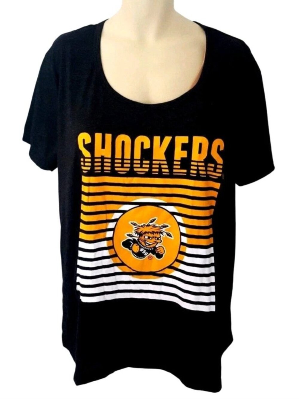 Wichita State Shockers Womens T Shirt Plus Size 4X Marquee 3D Logo Klutch Black